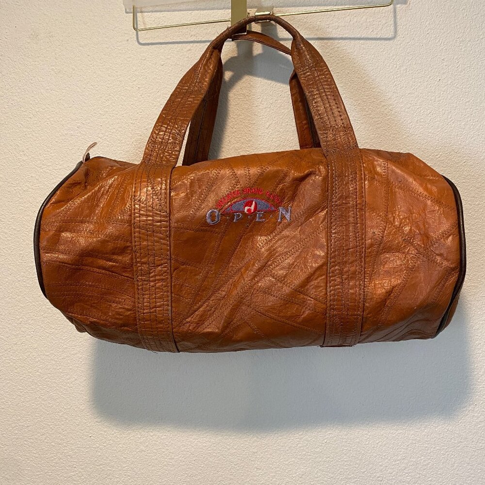 Vintage Grand Rapids Open Golf Faux Leather Duffle Bag 16x12 Tournament